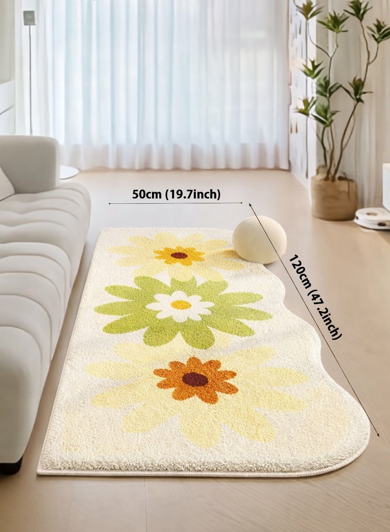 LOOPITYS Small Fresh Flower Imitation Cashmere Carpet Bedside Carpet Home Wear resistant, Cooling resistant, Anti slip Carpet Tea Table Window Mat - Image 3